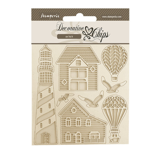 Decorative chips cm 14x14 - Sea Land lighthouse