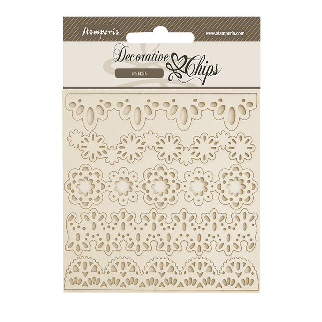 Decorative chips cm 14x14 - Old Lace lace borders