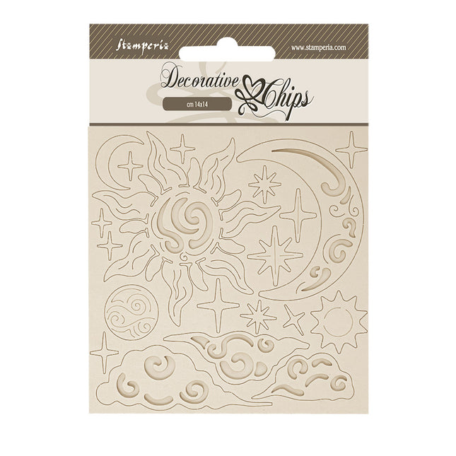 Decorative chips cm 14x14 - Masquerade sun and moon