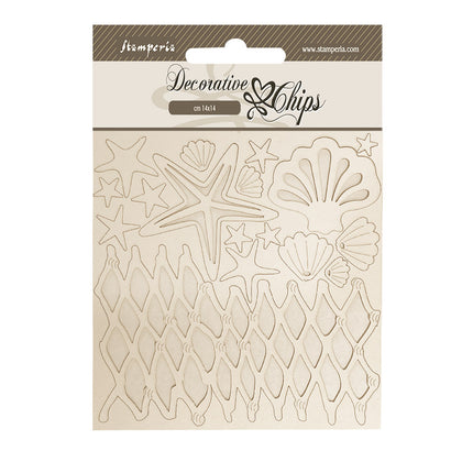 Decorative chips cm 14x14 - Silent Sea shells and net