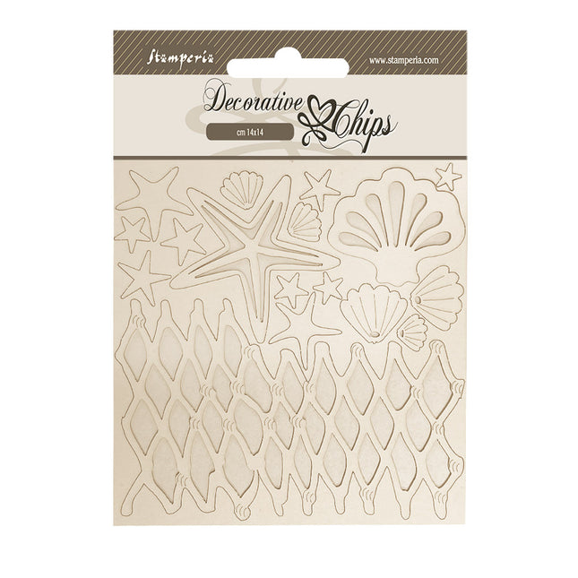 Decorative chips cm 14x14 - Silent Sea shells and net