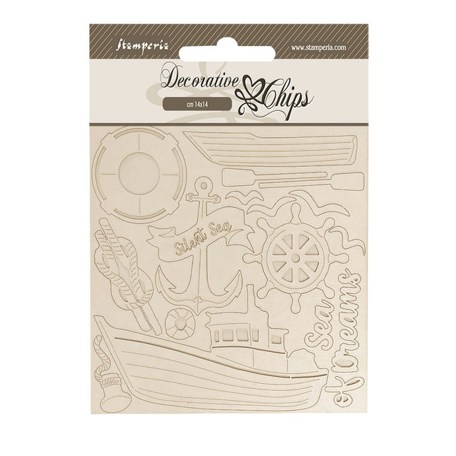 Decorative chips cm 14x14 - Silent Sea boat