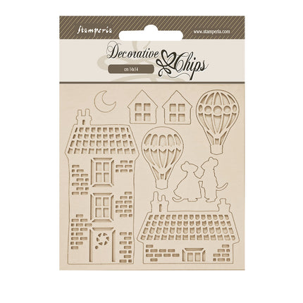 Decorative chips cm 14x14 - Family House and balloons