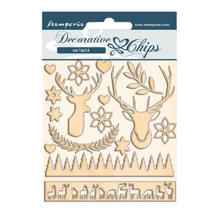 Decorative chips cm 14x14 - Pink Christmas deer