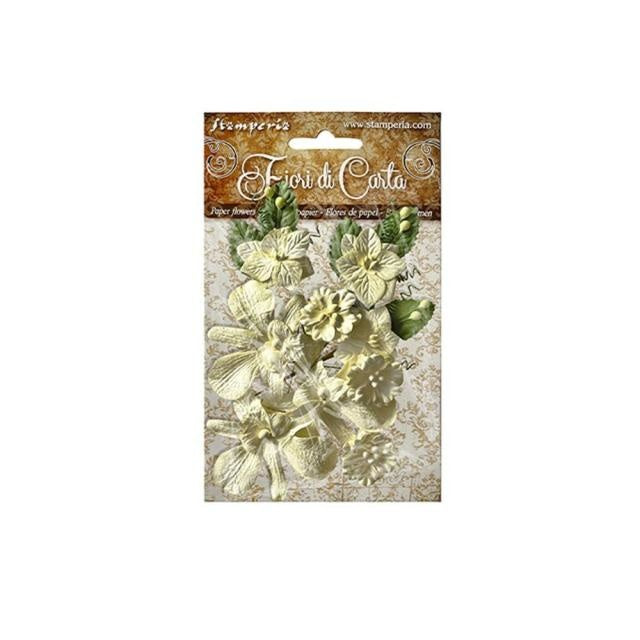 Set paper flowers orchids and flowers