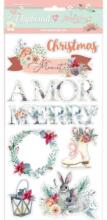 Chipboard 15x30 cm. Amor Merry Christmas