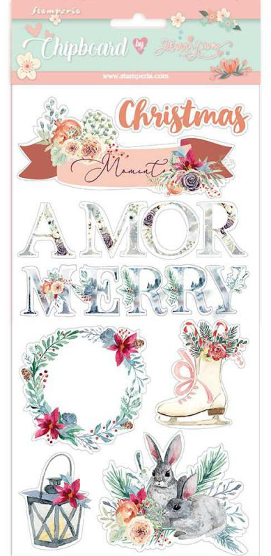 Chipboard 15x30 cm. Amor Merry Christmas