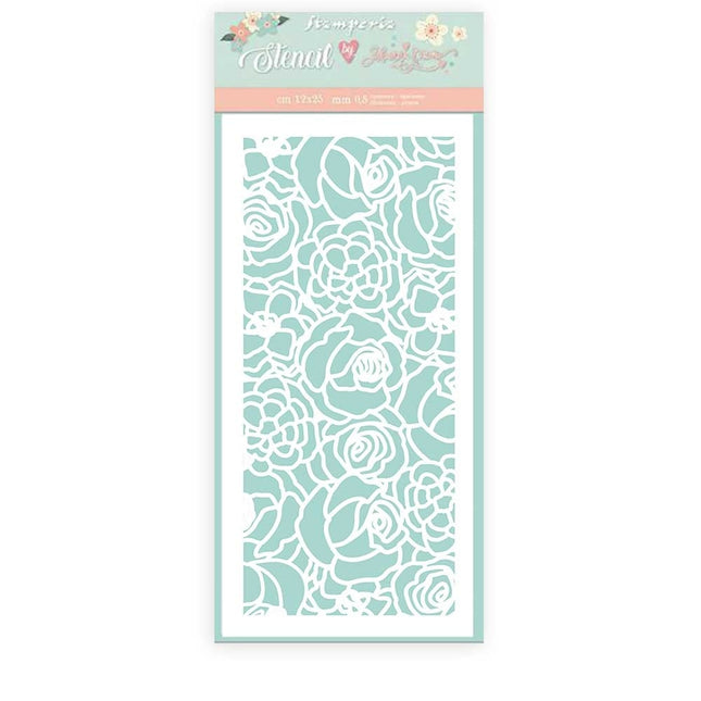 Thick Stencil 12x25cm Circle of Love Texture Roses
