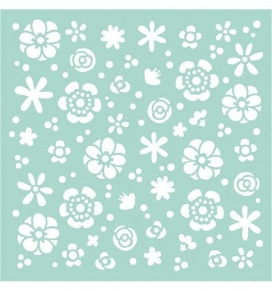 Thick stencil 18x18 cm Flowers