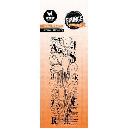 SL Clear Stamp Crocus flower Grunge collection nr.392