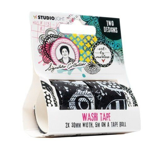 ABM Washi Tape Scallop-black/white Signature Collection nr.08