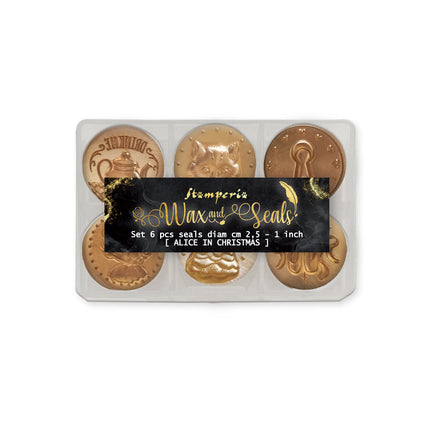 Set  6 pcs seals diam cm  2,5  - Alice in Christmas
