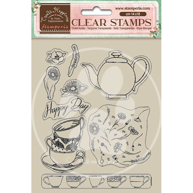 Acrylic stamp cm 14x18 - Create Happiness Welcome Home cups