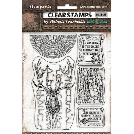 Acrylic stamp cm 14x18 - Magic Forest deer