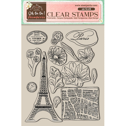 Acrylic stamp cm 14x18 - Create Happiness Oh lá lá  Tour Eiffel