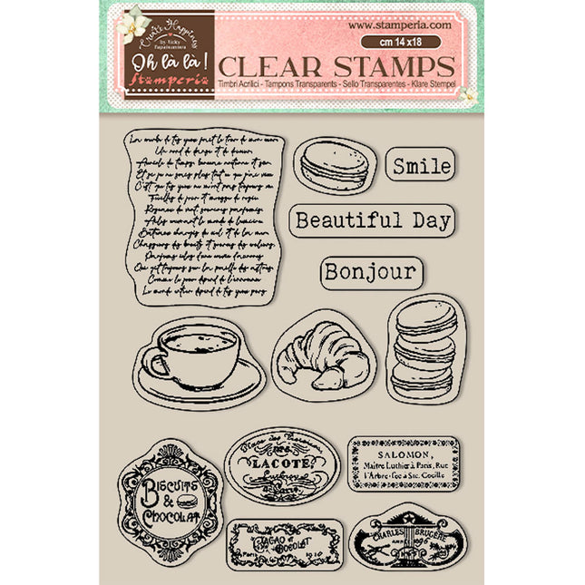 Acrylic stamp cm 14x18 - Create Happiness Oh lá lá  labels