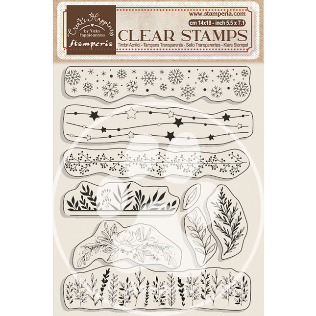 Acrylic stamp cm 14x18 - Create Happiness Christmas borders with leaves