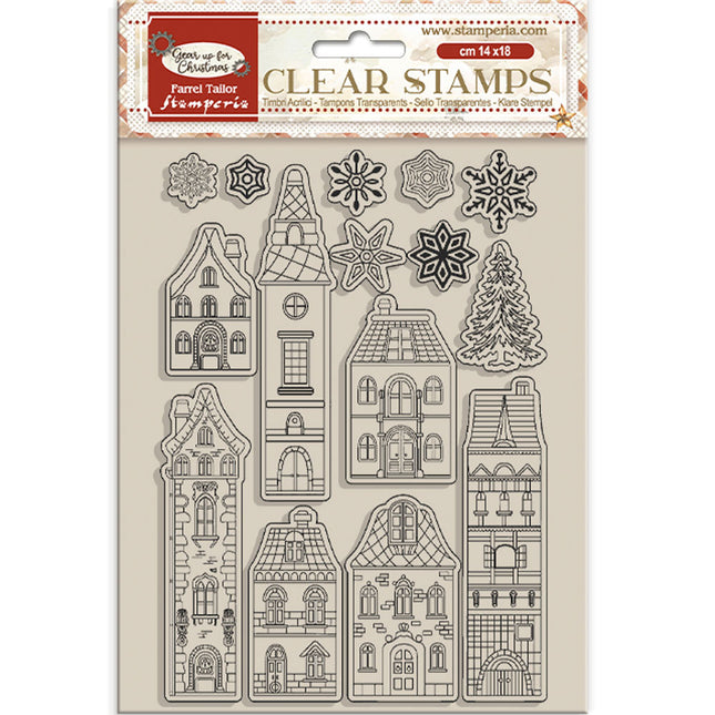 Acrylic stamp cm 14x18 - Gear up for Christmas cozy houses