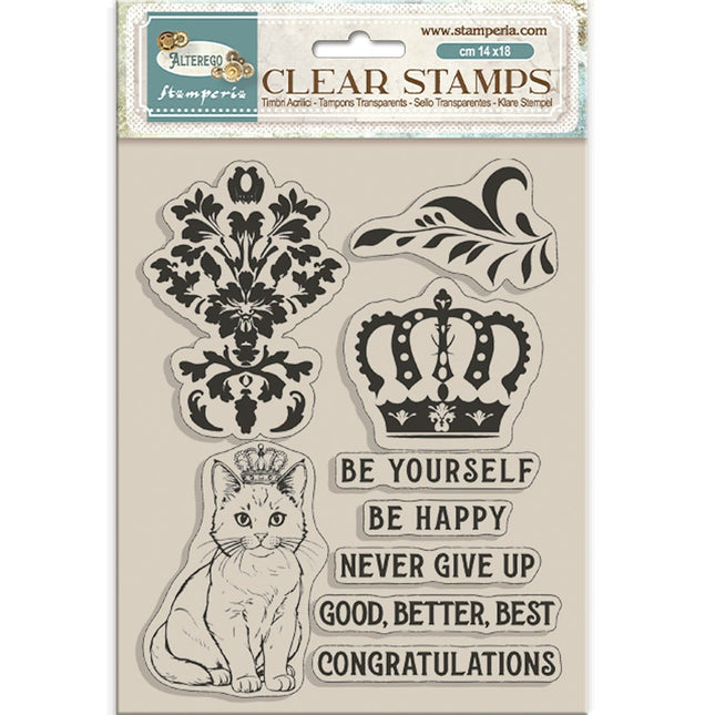Acrylic stamp cm 14x18 - Alterego crown and cat