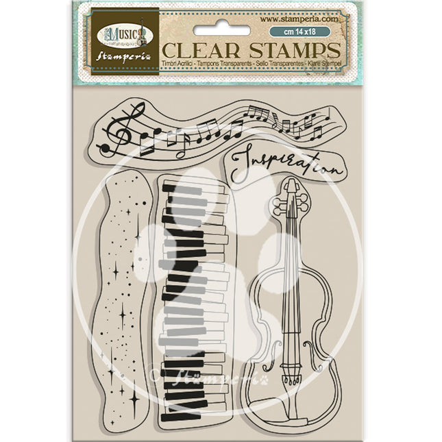 Acrylic stamp cm 14x18 - Music violin