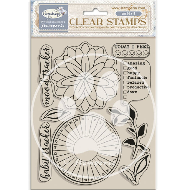 Acrylic stamp cm 14x18 - Create Happiness Dewdrops habit tracker