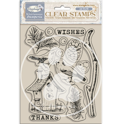 Acrylic stamp cm 14x18 - Create Happiness Dewdrops nest bird