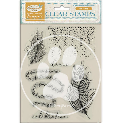 Acrylic stamp cm 14x18 - Masquerade feathers