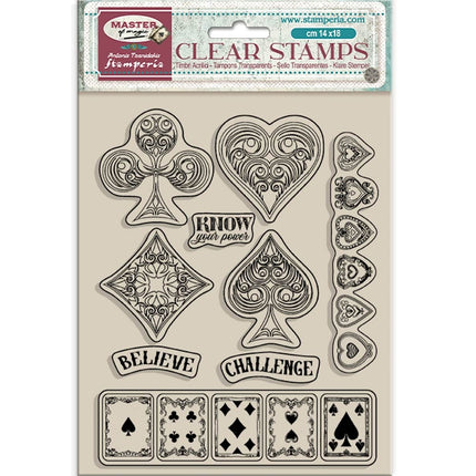 Acrylic stamp cm 14x18 - Master of Magic playing cards