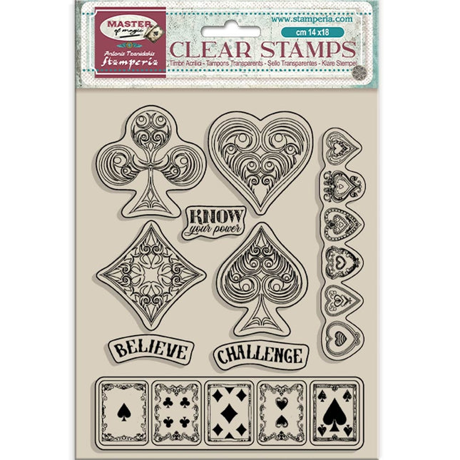 Acrylic stamp cm 14x18 - Master of Magic playing cards