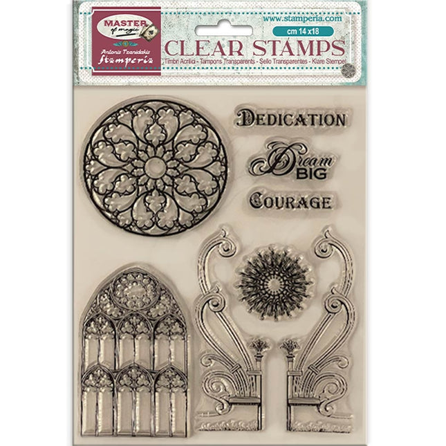 Acrylic stamp cm 14x18 - Master of Magic gothic elements