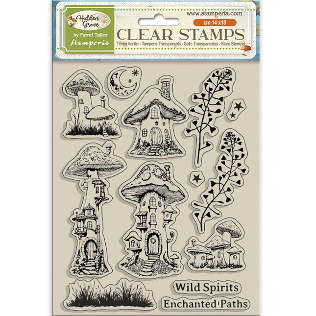Acrylic stamp cm 14x18 - Hidden Grove mushrooms