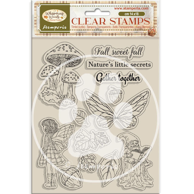 Acrylic stamp cm 14x18 - Whispering woods mushrooms and fairies