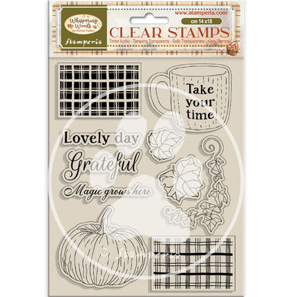 Acrylic stamp cm 14x18 - Whispering woods cup and pumpkin