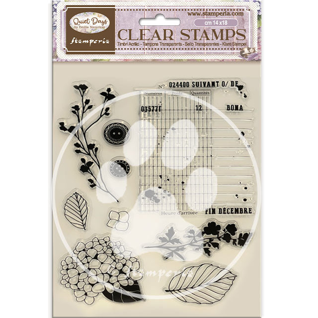 Acrylic stamp cm 14x18 - Quiet Days hydrangea
