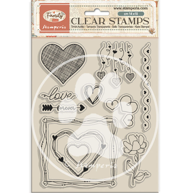 Acrylic stamp cm 14x18 - Family hearts