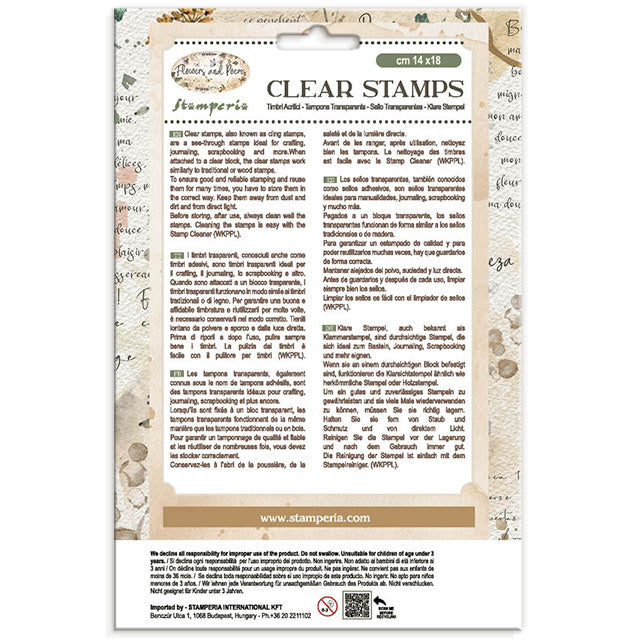 Decorative Acrylic stamp design for Art and Craft cm 14x18 - Flowers and Poems