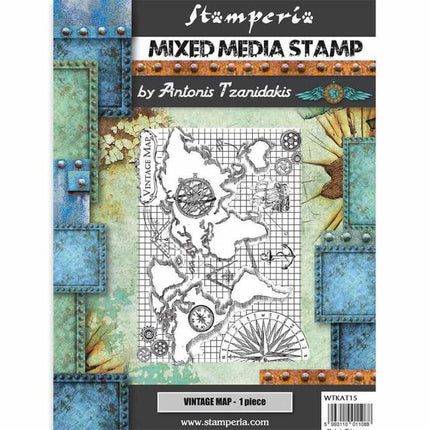 Mixed Media Stamp cm 15x20 Sir Vagabond vintage map