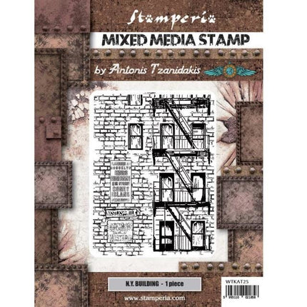 Mixed Media Stamp cm 15x20 - Sir Vagabond Aviator New York building