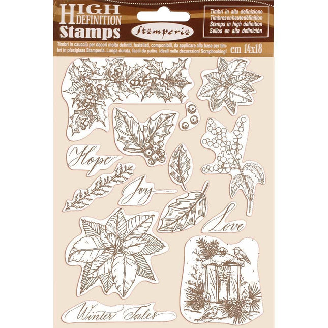 HD Natural Rubber Stamp  cm.14x18 Poinsettia