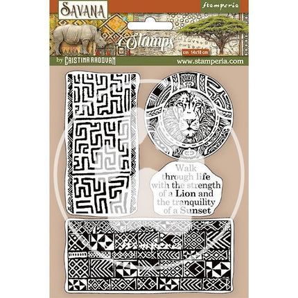 HD Natural Rubber Stamp cm 14x18 - Savana etnical borders