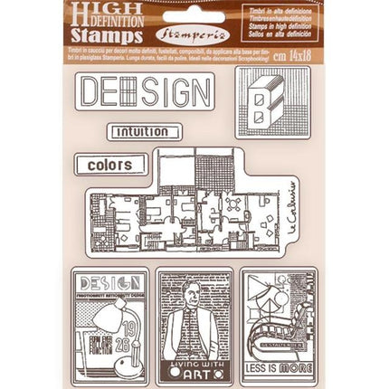 HD Natural Rubber Stamp cm 14x18 - Bauhaus design